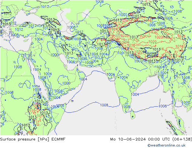 Yer basıncı ECMWF Pzt 10.06.2024 00 UTC