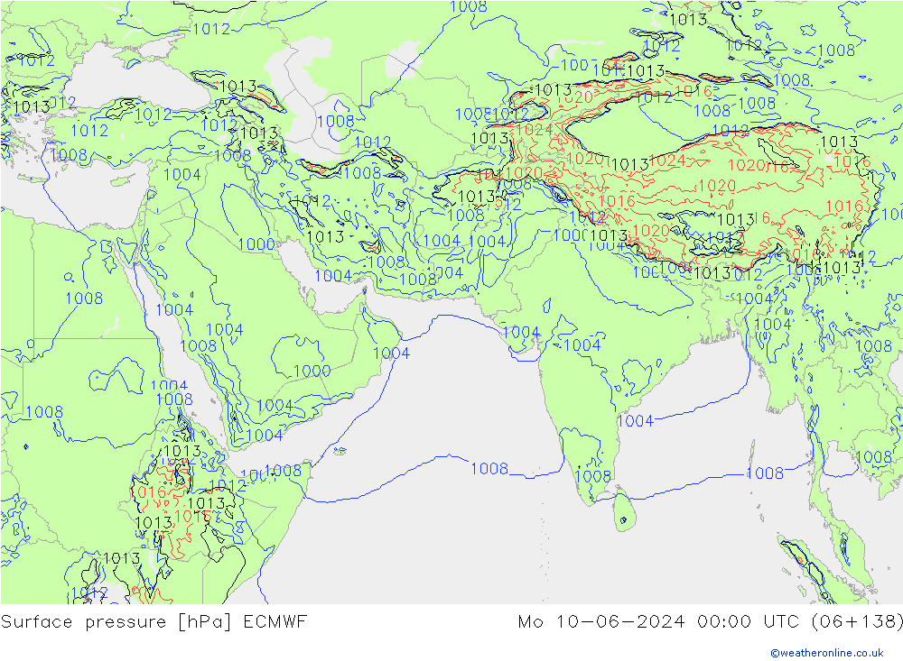 Surface pressure ECMWF Mo 10.06.2024 00 UTC