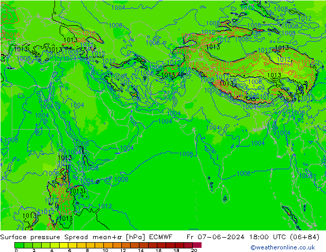 Yer basıncı Spread ECMWF Cu 07.06.2024 18 UTC