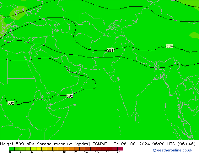 Height 500 hPa Spread ECMWF Th 06.06.2024 06 UTC