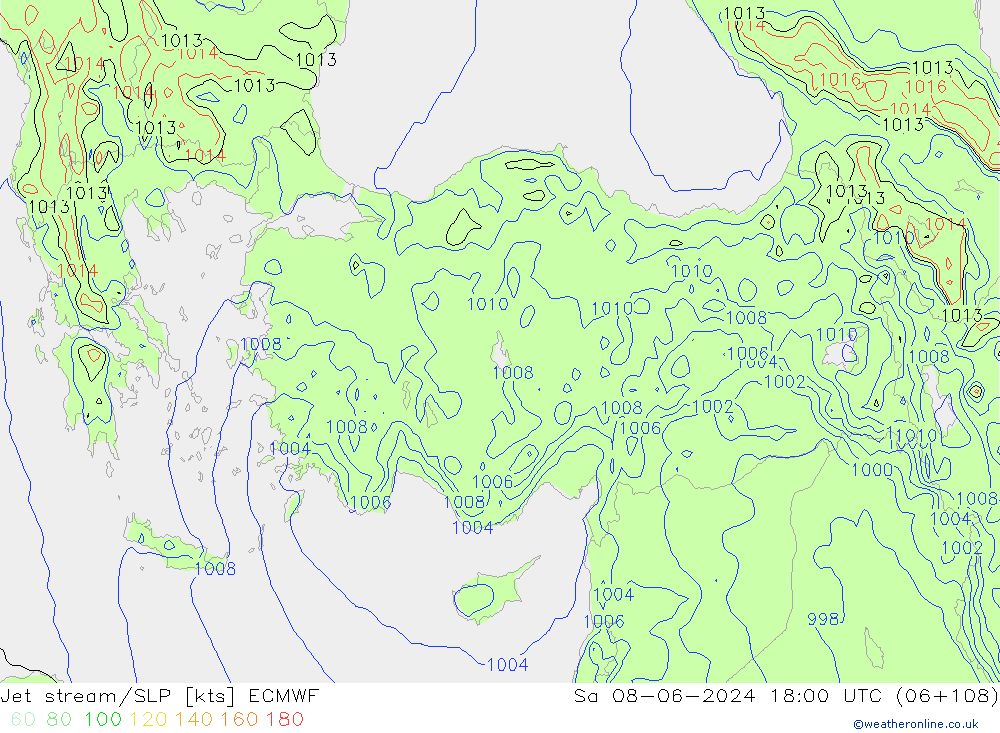 Jet stream/SLP ECMWF Sa 08.06.2024 18 UTC