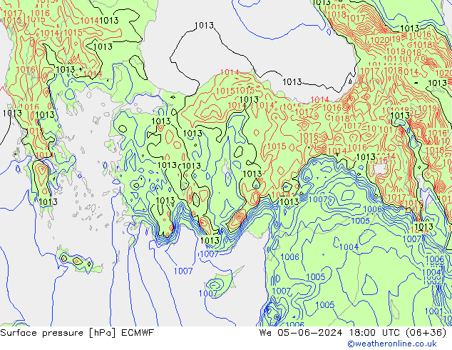 Surface pressure ECMWF We 05.06.2024 18 UTC