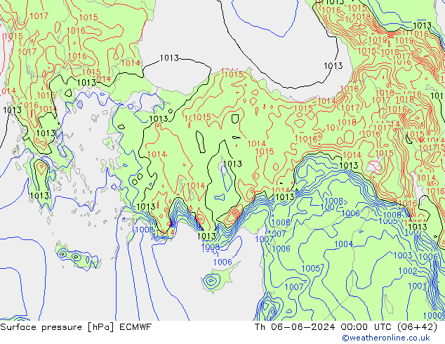 pressão do solo ECMWF Qui 06.06.2024 00 UTC