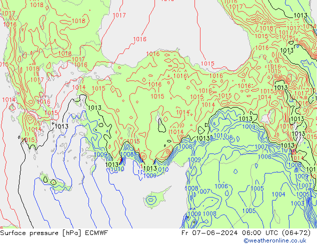 pressão do solo ECMWF Sex 07.06.2024 06 UTC