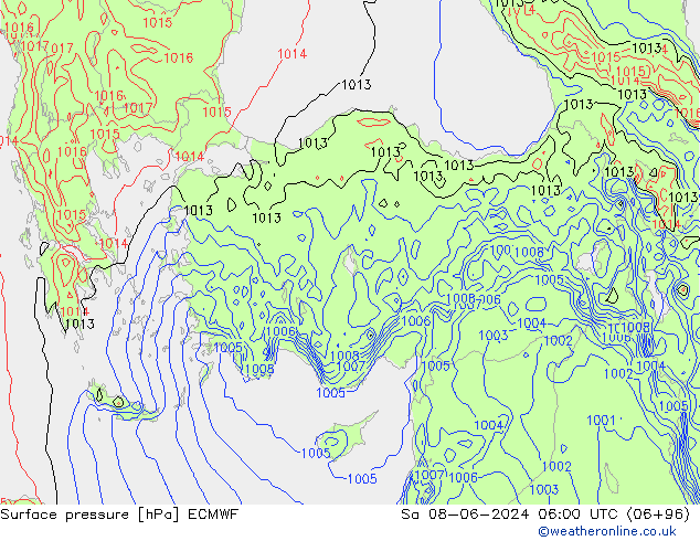 Luchtdruk (Grond) ECMWF za 08.06.2024 06 UTC