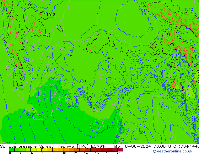 ciśnienie Spread ECMWF pon. 10.06.2024 06 UTC