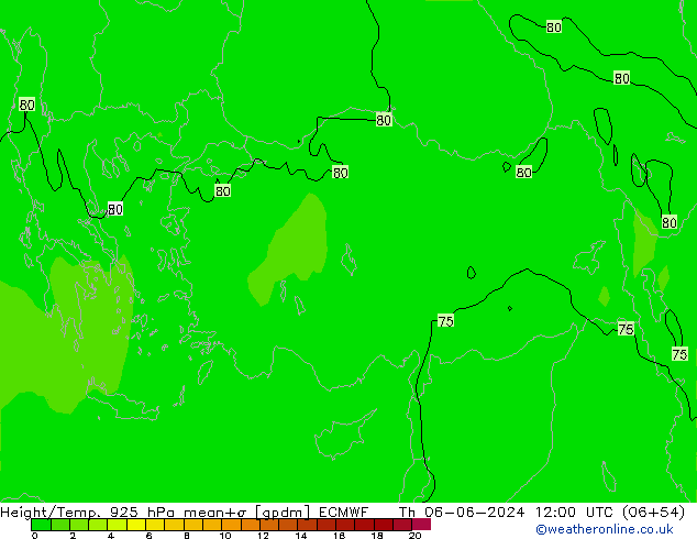 Hoogte/Temp. 925 hPa ECMWF do 06.06.2024 12 UTC