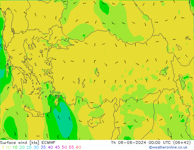 Viento 10 m ECMWF jue 06.06.2024 00 UTC