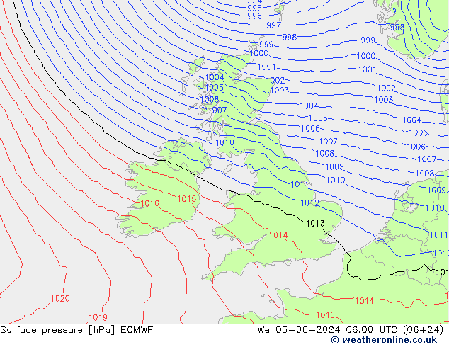 Surface pressure ECMWF We 05.06.2024 06 UTC