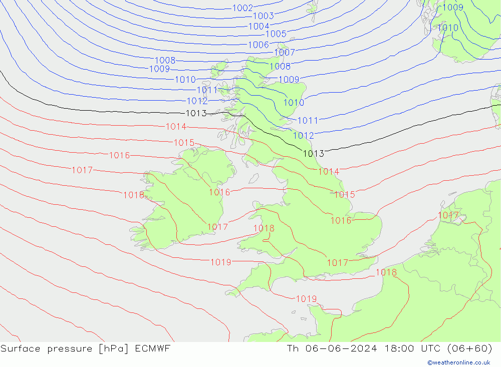 ciśnienie ECMWF czw. 06.06.2024 18 UTC