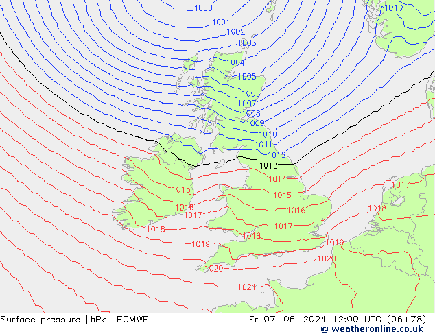 Yer basıncı ECMWF Cu 07.06.2024 12 UTC