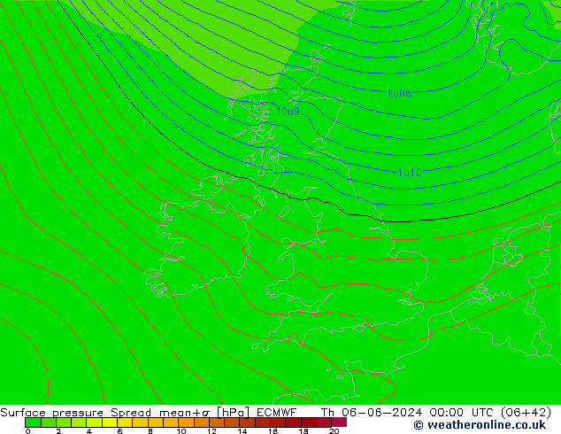 pression de l'air Spread ECMWF jeu 06.06.2024 00 UTC