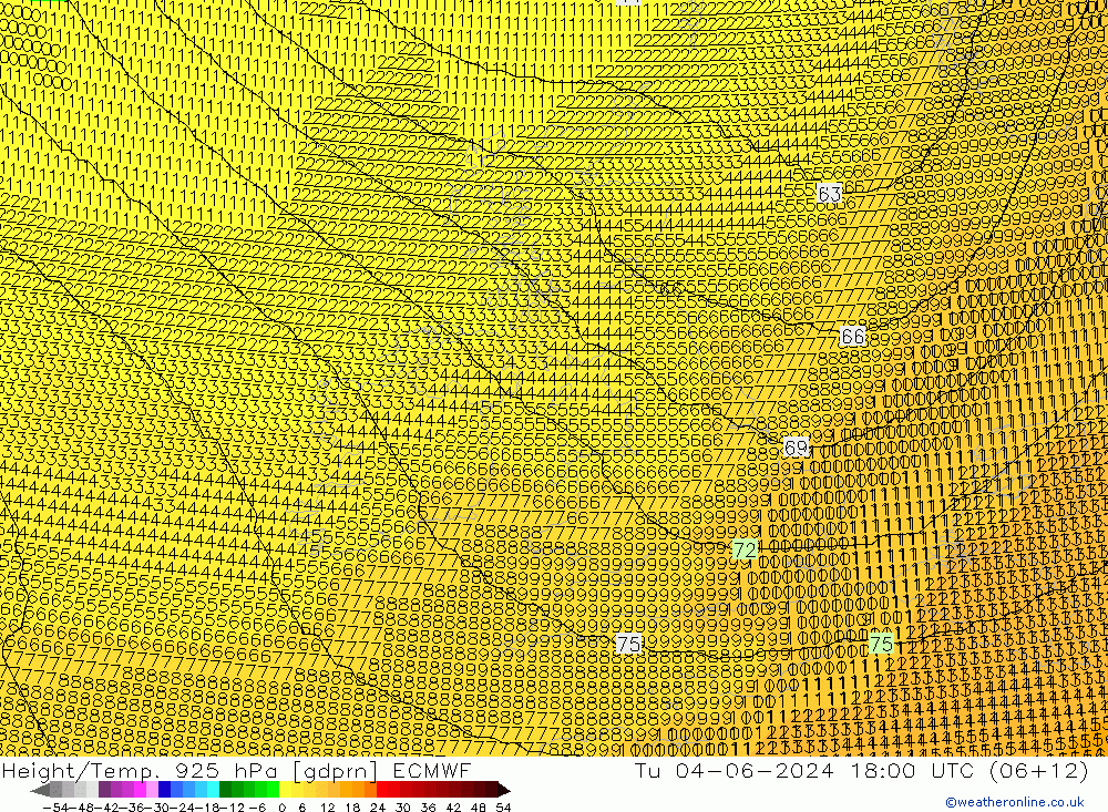 Geop./Temp. 925 hPa ECMWF mar 04.06.2024 18 UTC