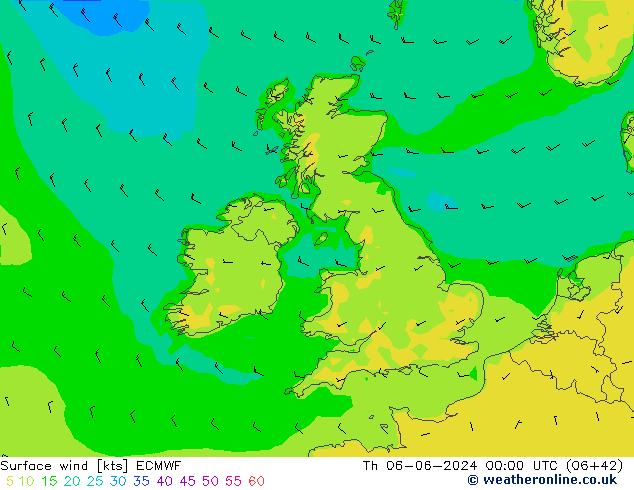 Vent 10 m ECMWF jeu 06.06.2024 00 UTC