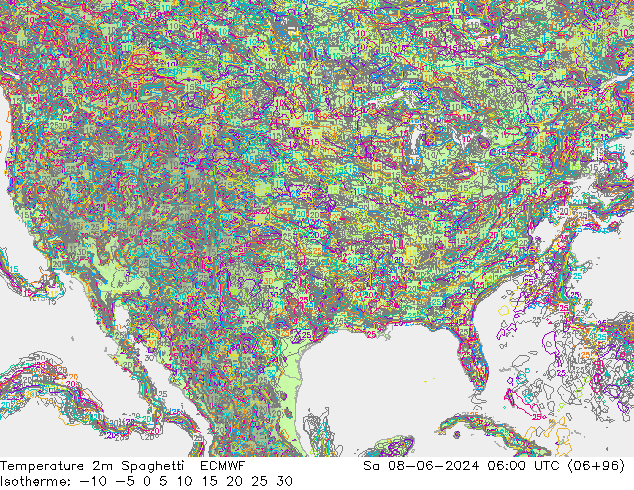 Sıcaklık Haritası 2m Spaghetti ECMWF Cts 08.06.2024 06 UTC