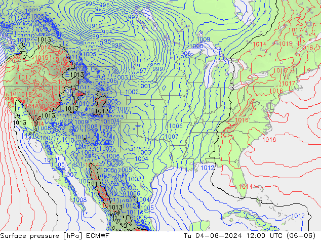 Surface pressure ECMWF Tu 04.06.2024 12 UTC