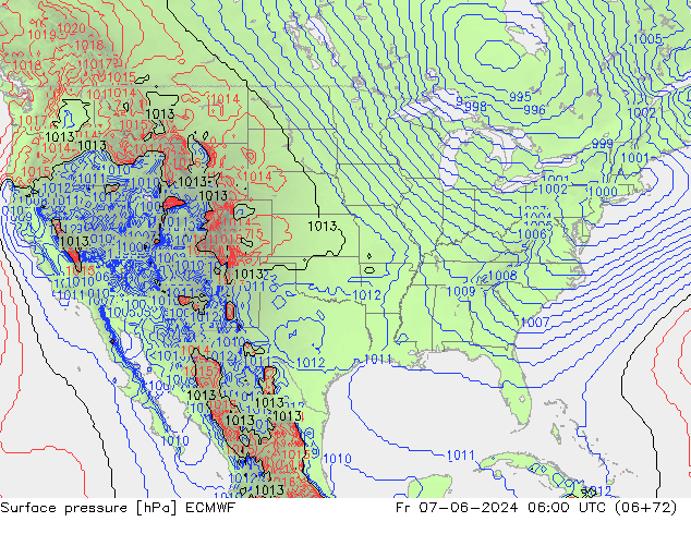 Surface pressure ECMWF Fr 07.06.2024 06 UTC