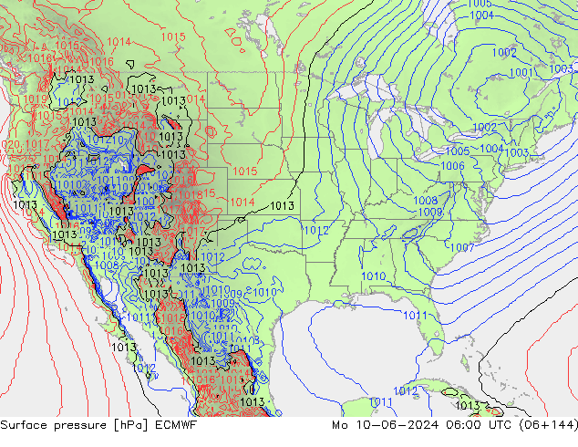 Pressione al suolo ECMWF lun 10.06.2024 06 UTC