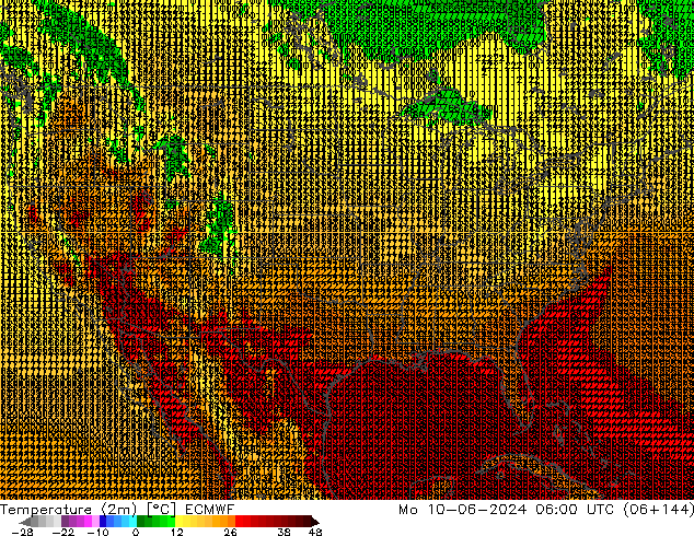 Temperature (2m) ECMWF Mo 10.06.2024 06 UTC