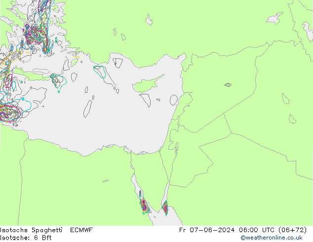 Isotachs Spaghetti ECMWF пт 07.06.2024 06 UTC