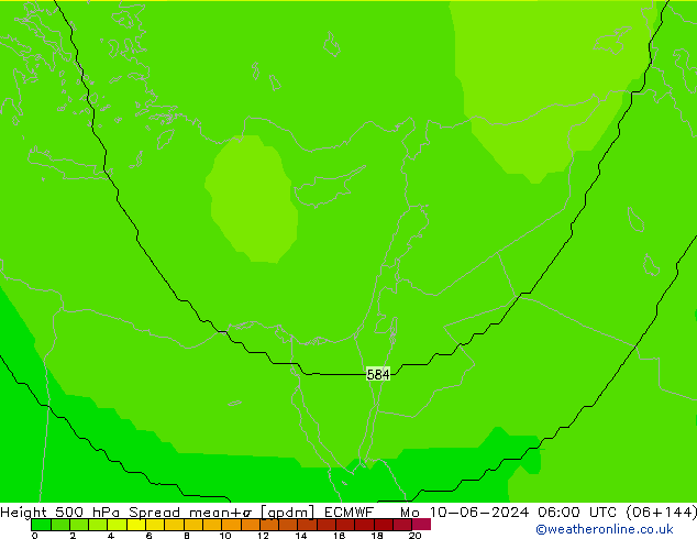 Height 500 hPa Spread ECMWF Mo 10.06.2024 06 UTC