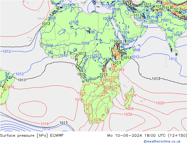 pression de l'air ECMWF lun 10.06.2024 18 UTC