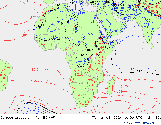 pression de l'air ECMWF mer 12.06.2024 00 UTC