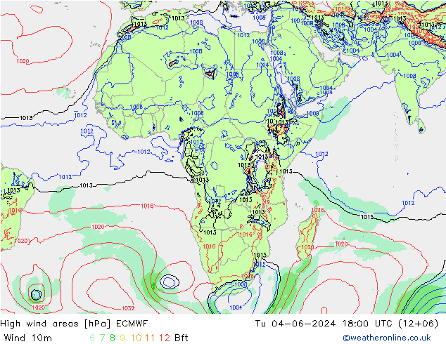 Izotacha ECMWF wto. 04.06.2024 18 UTC