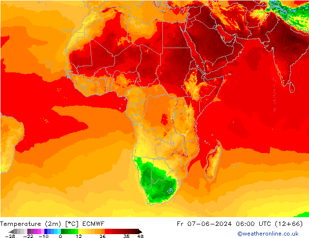 карта температуры ECMWF пт 07.06.2024 06 UTC