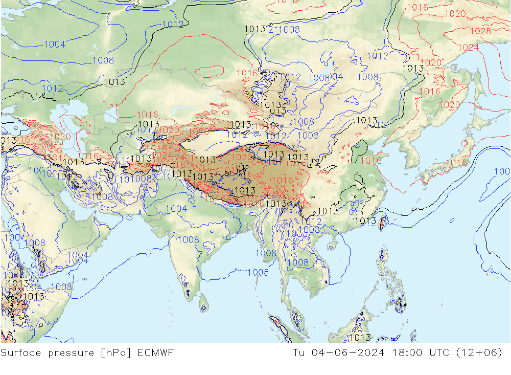 приземное давление ECMWF вт 04.06.2024 18 UTC