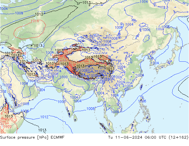 Luchtdruk (Grond) ECMWF di 11.06.2024 06 UTC