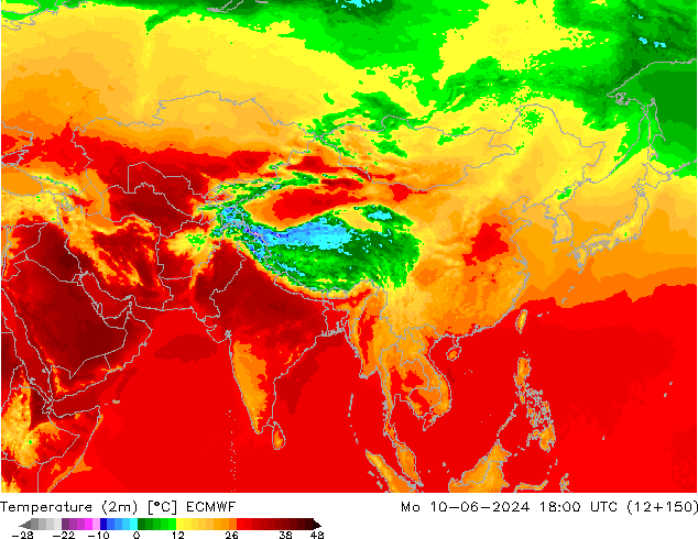 Temperatura (2m) ECMWF lun 10.06.2024 18 UTC