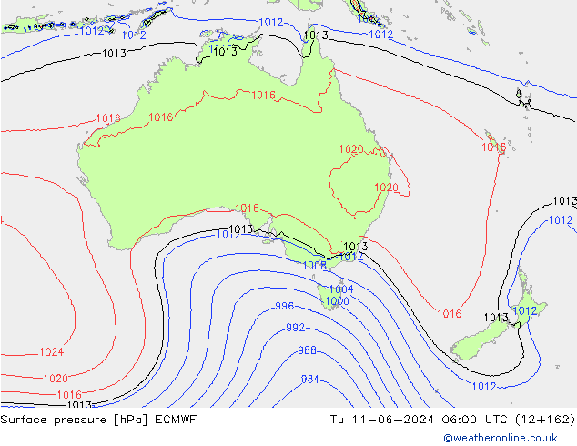 Bodendruck ECMWF Di 11.06.2024 06 UTC