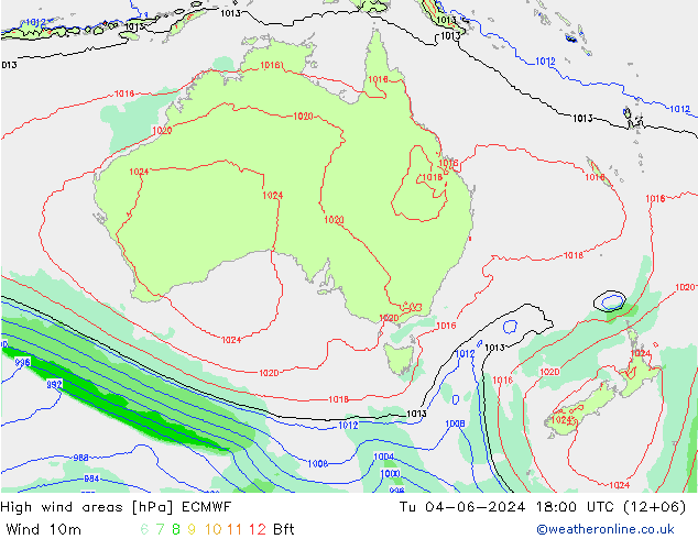 Windvelden ECMWF di 04.06.2024 18 UTC