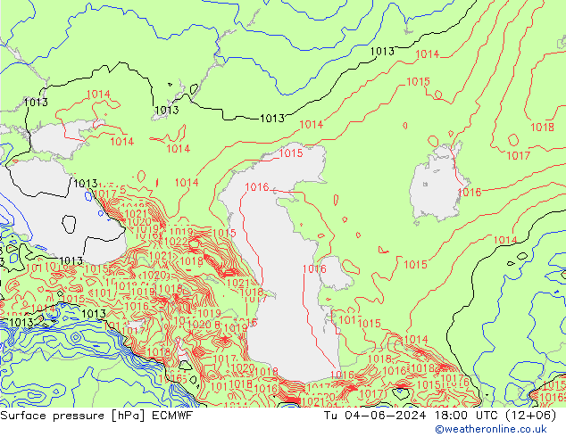 Surface pressure ECMWF Tu 04.06.2024 18 UTC