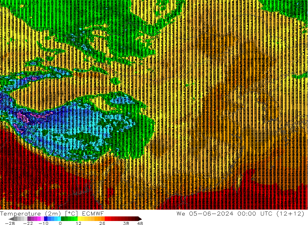 温度图 ECMWF 星期三 05.06.2024 00 UTC