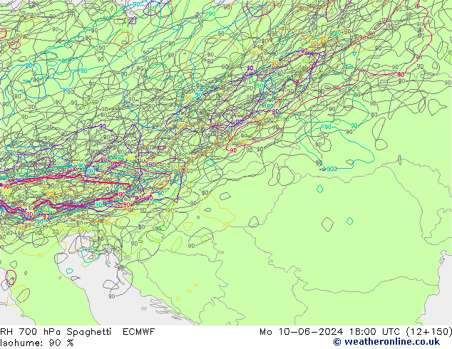 700 hPa Nispi Nem Spaghetti ECMWF Pzt 10.06.2024 18 UTC