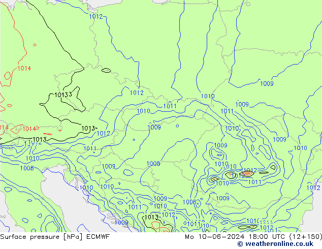 Surface pressure ECMWF Mo 10.06.2024 18 UTC