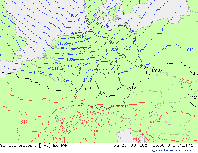 pression de l'air ECMWF mer 05.06.2024 00 UTC