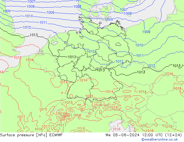 Luchtdruk (Grond) ECMWF wo 05.06.2024 12 UTC