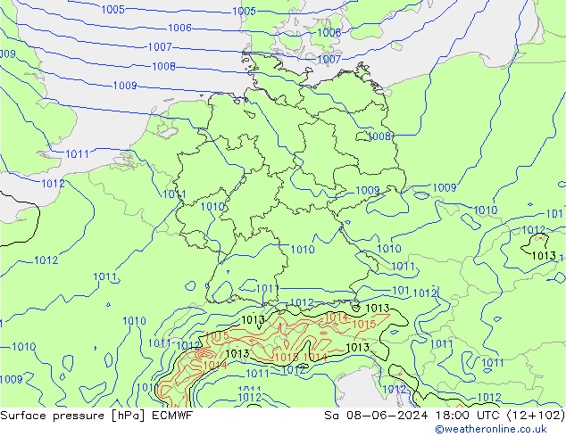 Luchtdruk (Grond) ECMWF za 08.06.2024 18 UTC