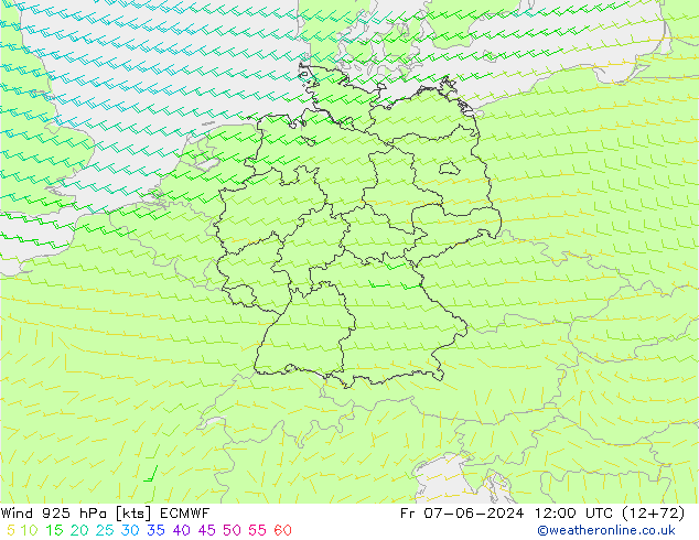 Vent 925 hPa ECMWF ven 07.06.2024 12 UTC