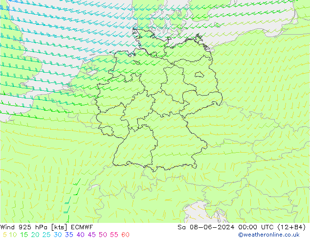 Wind 925 hPa ECMWF Sa 08.06.2024 00 UTC