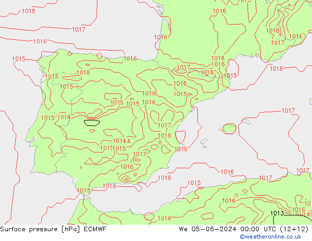 Pressione al suolo ECMWF mer 05.06.2024 00 UTC