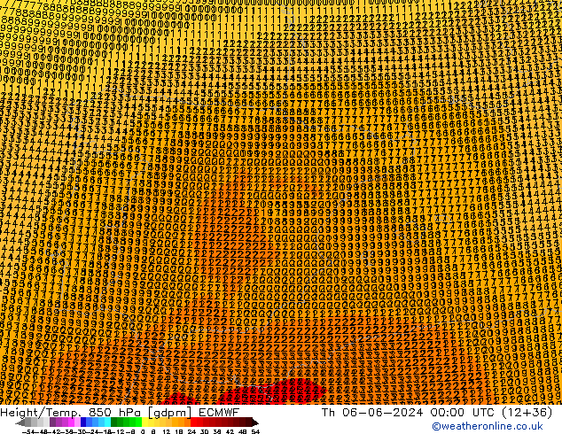 Height/Temp. 850 гПа ECMWF чт 06.06.2024 00 UTC