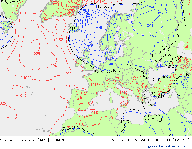 ciśnienie ECMWF śro. 05.06.2024 06 UTC