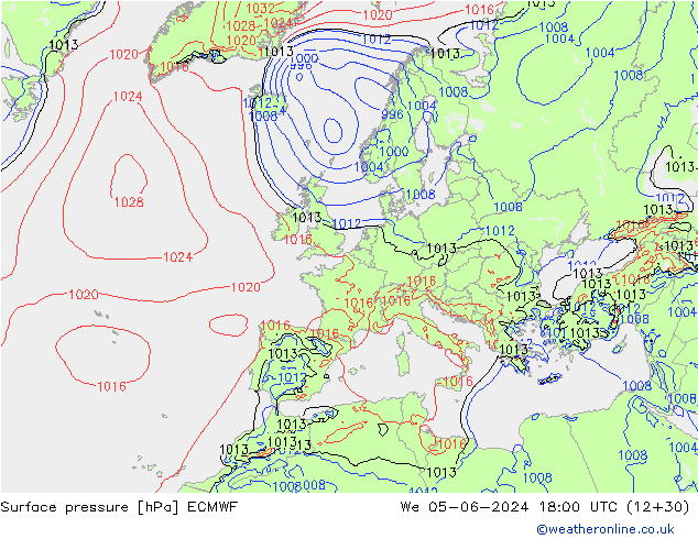 pressão do solo ECMWF Qua 05.06.2024 18 UTC