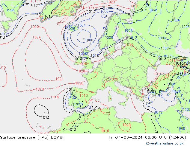 Surface pressure ECMWF Fr 07.06.2024 06 UTC