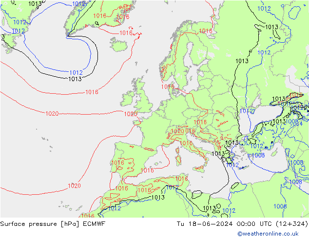 приземное давление ECMWF вт 18.06.2024 00 UTC