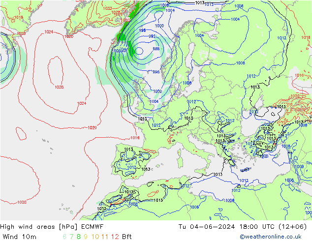 Izotacha ECMWF wto. 04.06.2024 18 UTC